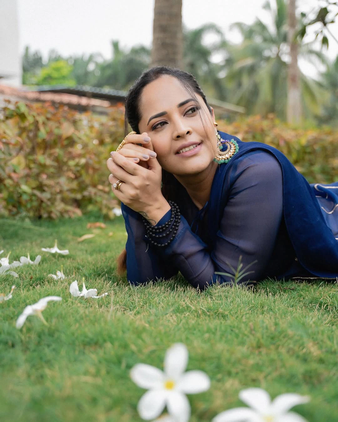 Anasuya Bharadwaj Stunning Looks in Blue Dress