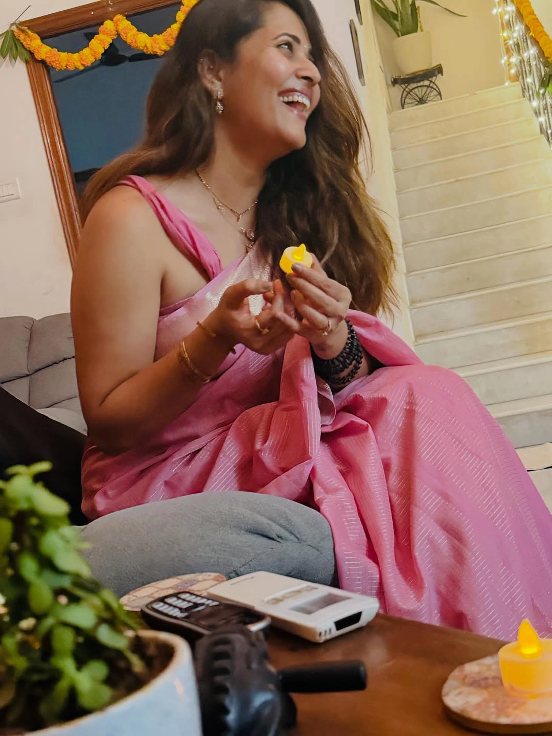 Anasuya Bharadwaj Diwali Celebrations with Family