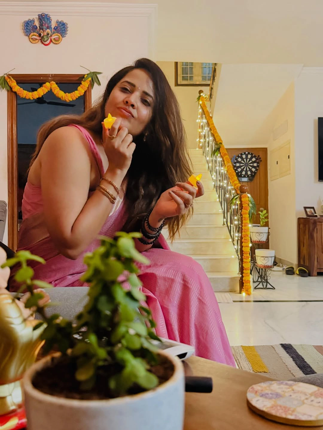 Anasuya Bharadwaj Diwali Celebrations with Family