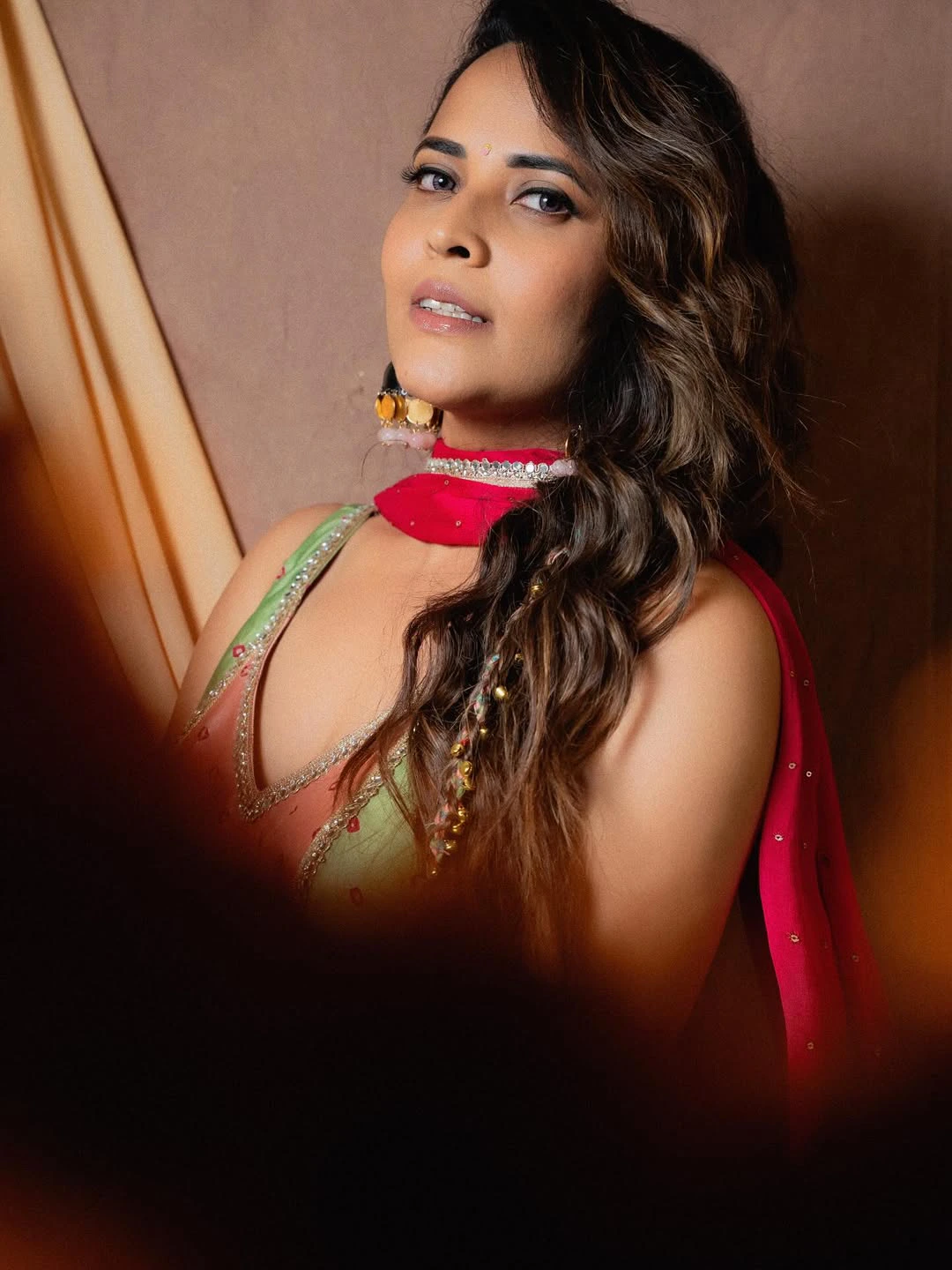 Anasuya Bharadwaj Cute Looks in Simple Lehenga Dress