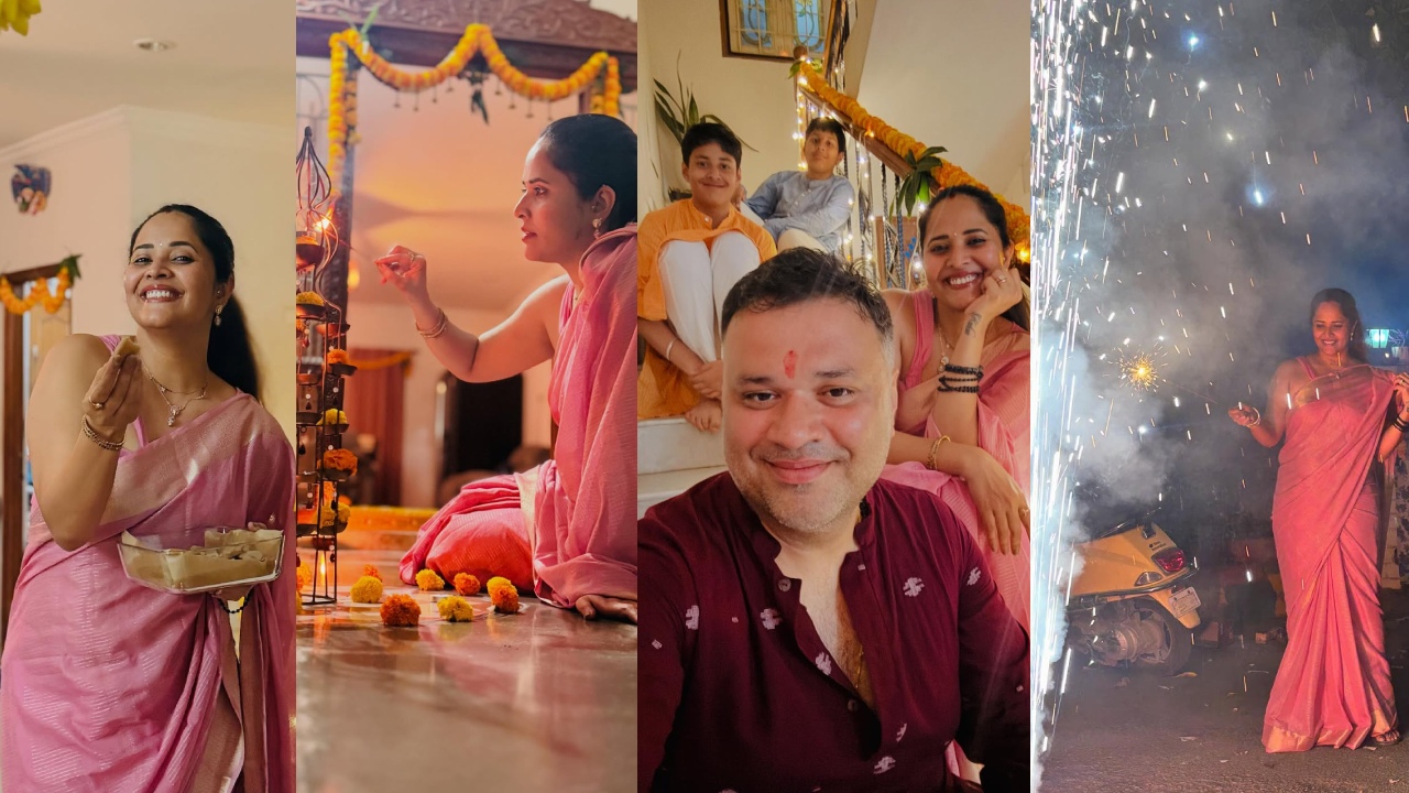 Anasuya Bharadwaj : ఫ్యామిలీతో అనసూయ దీపావళి సెలబ్రేషన్స్.. ఫొటోలు వైరల్..