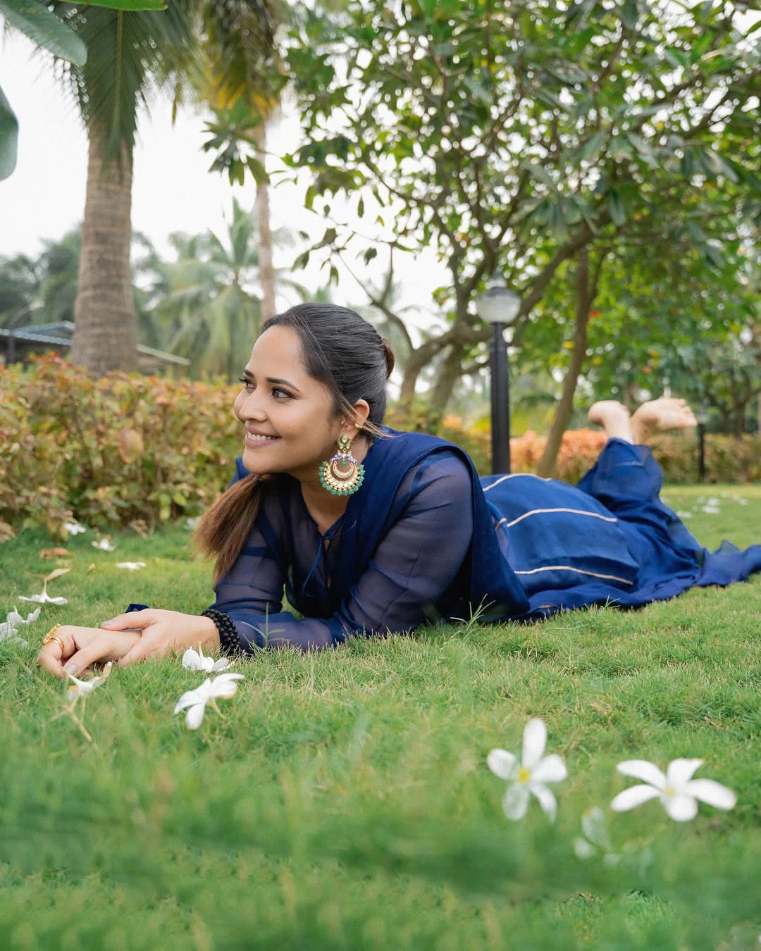 Anasuya Bharadwaj Stunning Looks in Blue Dress