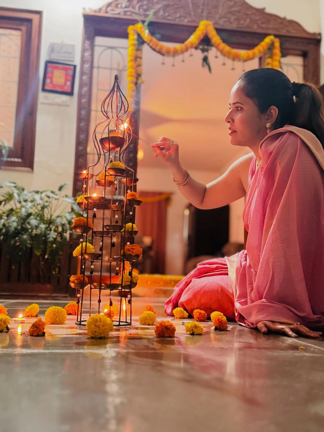 Anasuya Bharadwaj Diwali Celebrations with Family