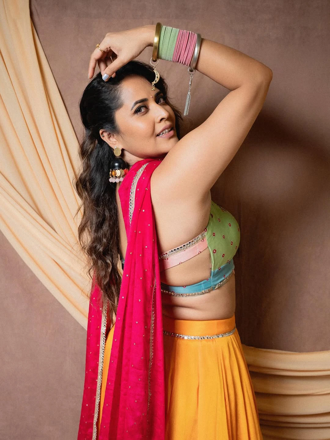 Anasuya Bharadwaj Cute Looks in Simple Lehenga Dress