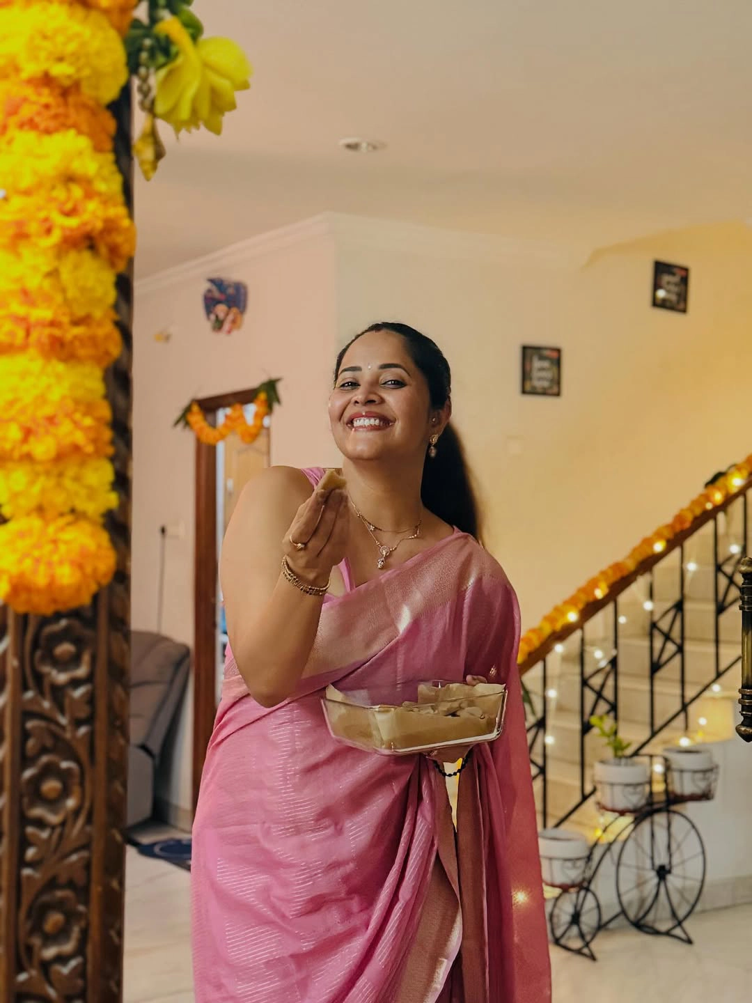 Anasuya Bharadwaj Diwali Celebrations with Family