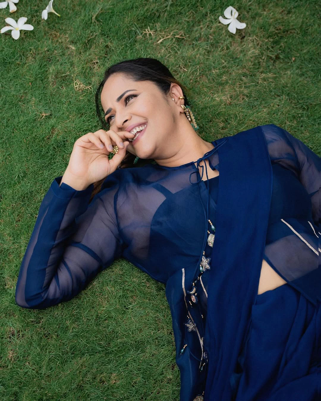 Anasuya Bharadwaj Stunning Looks in Blue Dress