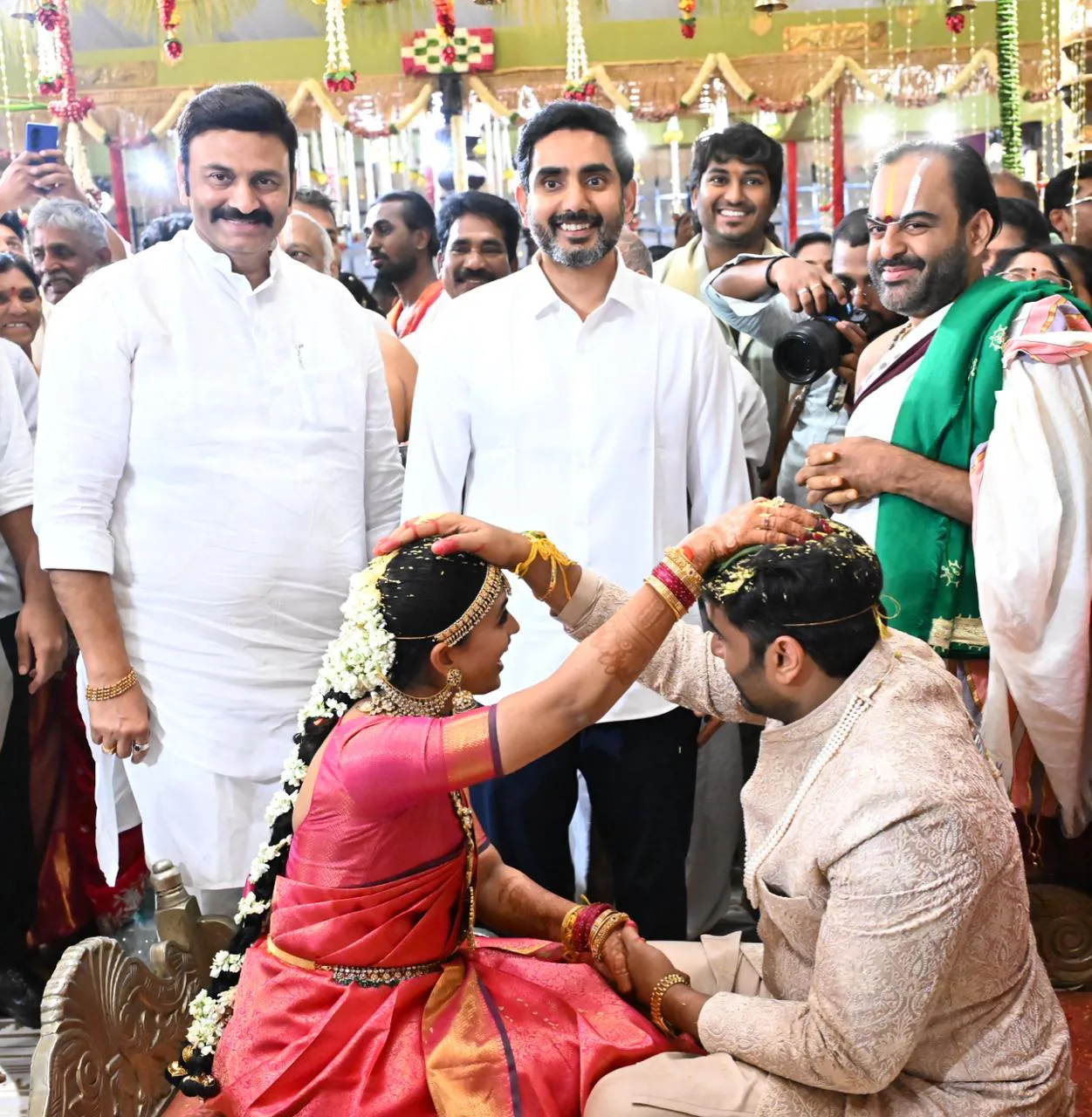 CM Chandrababu Naidu Attends to Hero Nara Rohith Marriage with Family