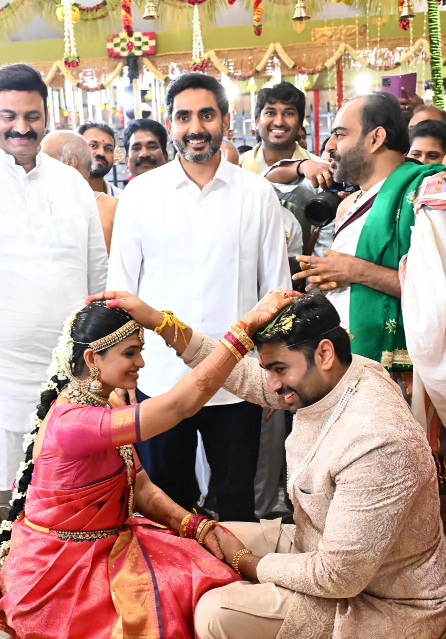 CM Chandrababu Naidu Attends to Hero Nara Rohith Marriage with Family