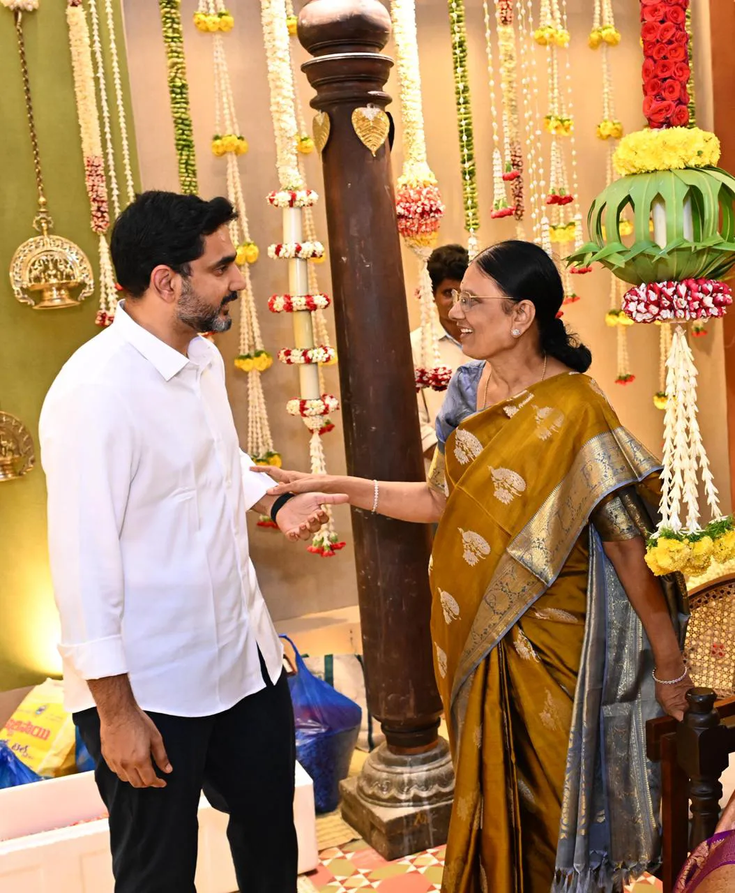 CM Chandrababu Naidu Attends to Hero Nara Rohith Marriage with Family