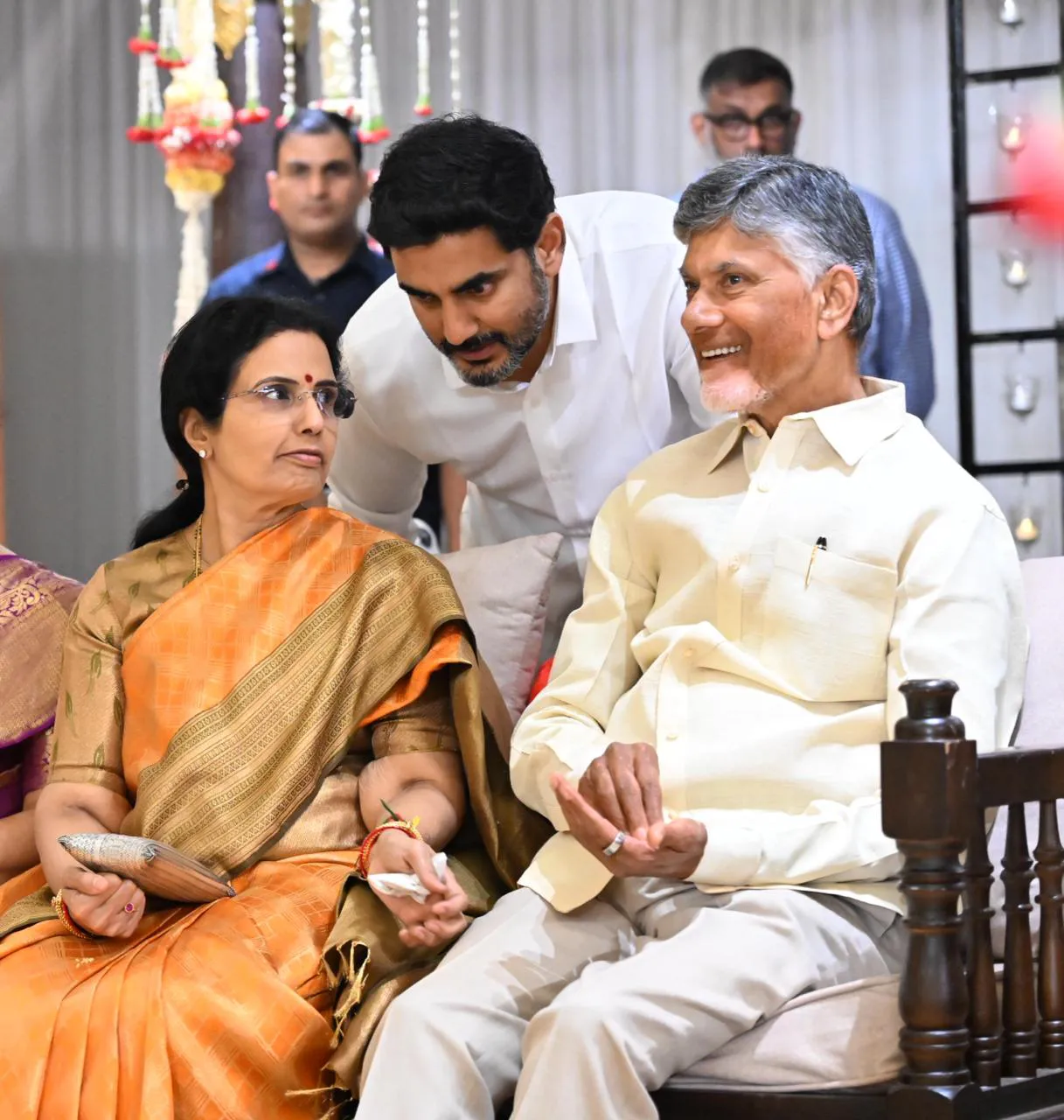 CM Chandrababu Naidu Attends to Hero Nara Rohith Marriage with Family