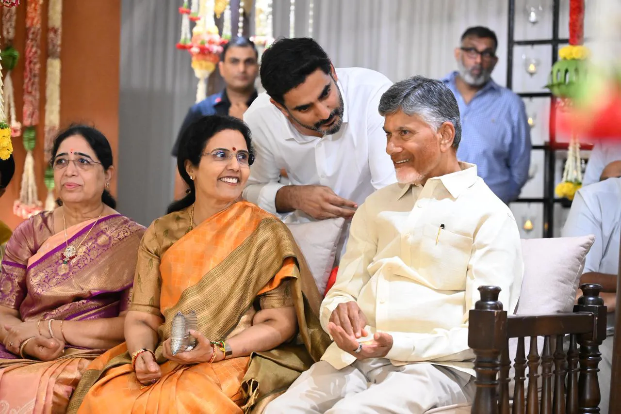 CM Chandrababu Naidu Attends to Hero Nara Rohith Marriage with Family