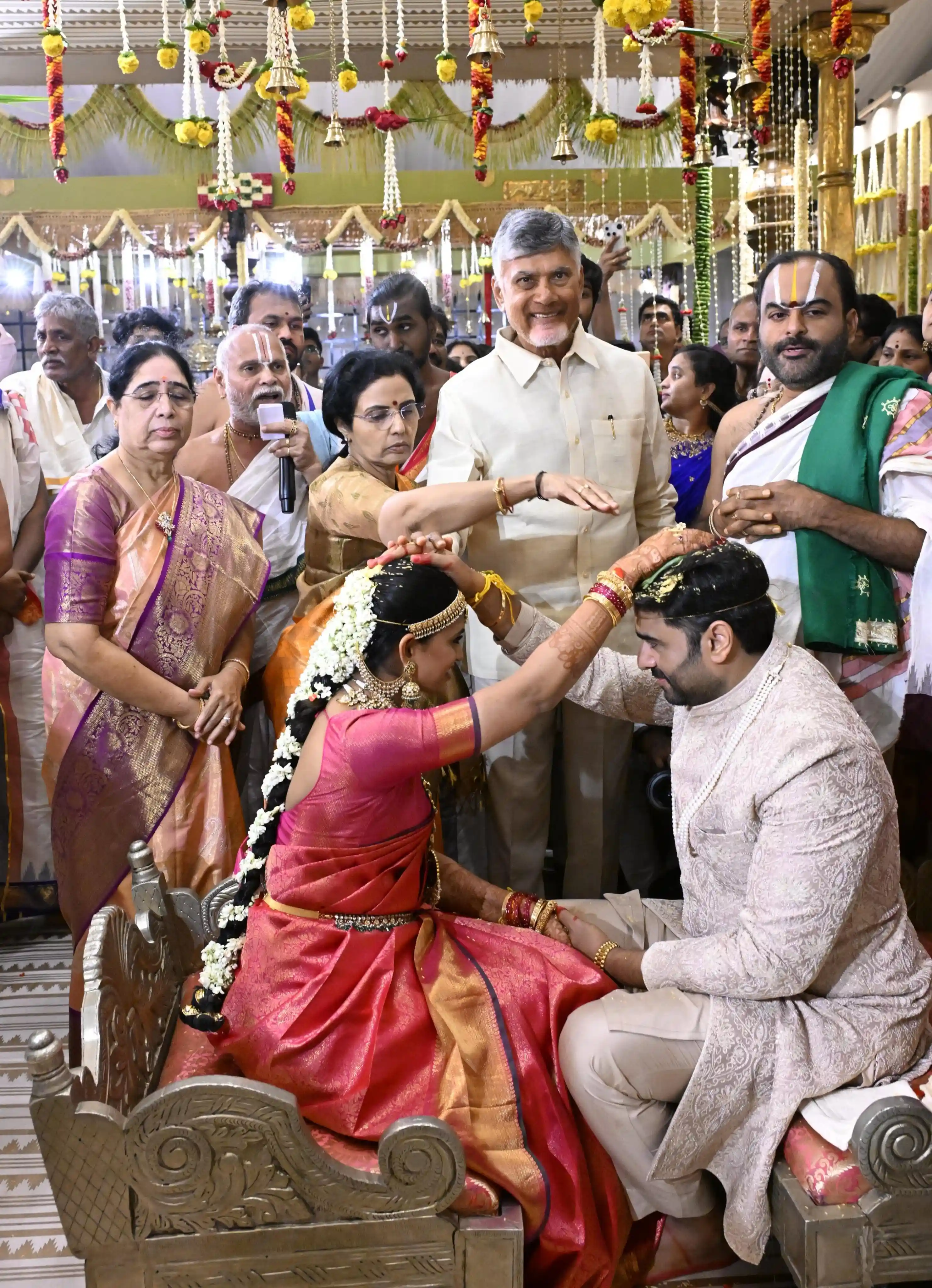 CM Chandrababu Naidu Attends to Hero Nara Rohith Marriage with Family