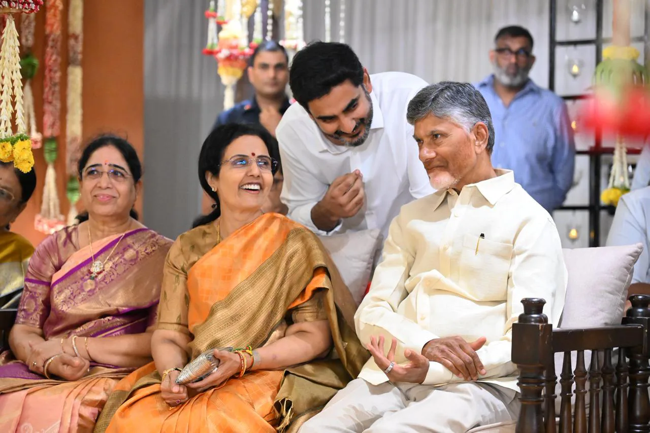 CM Chandrababu Naidu Attends to Hero Nara Rohith Marriage with Family