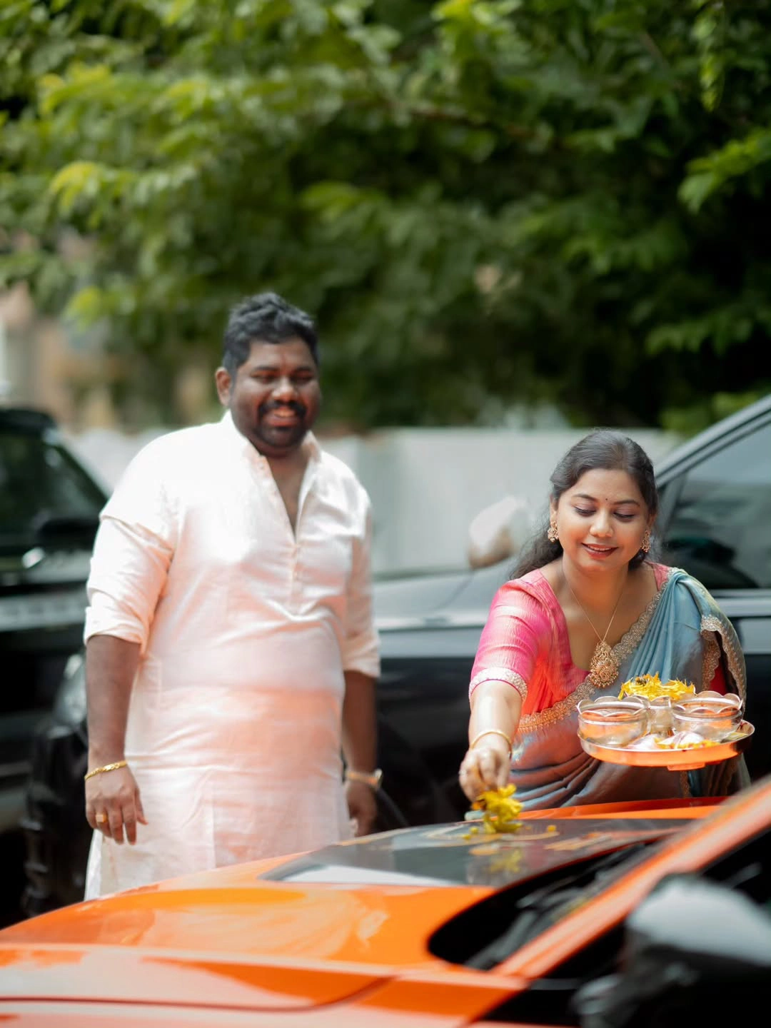 Comedian Viva Harsha Dasara Special Pooja To Vehicles with Wife