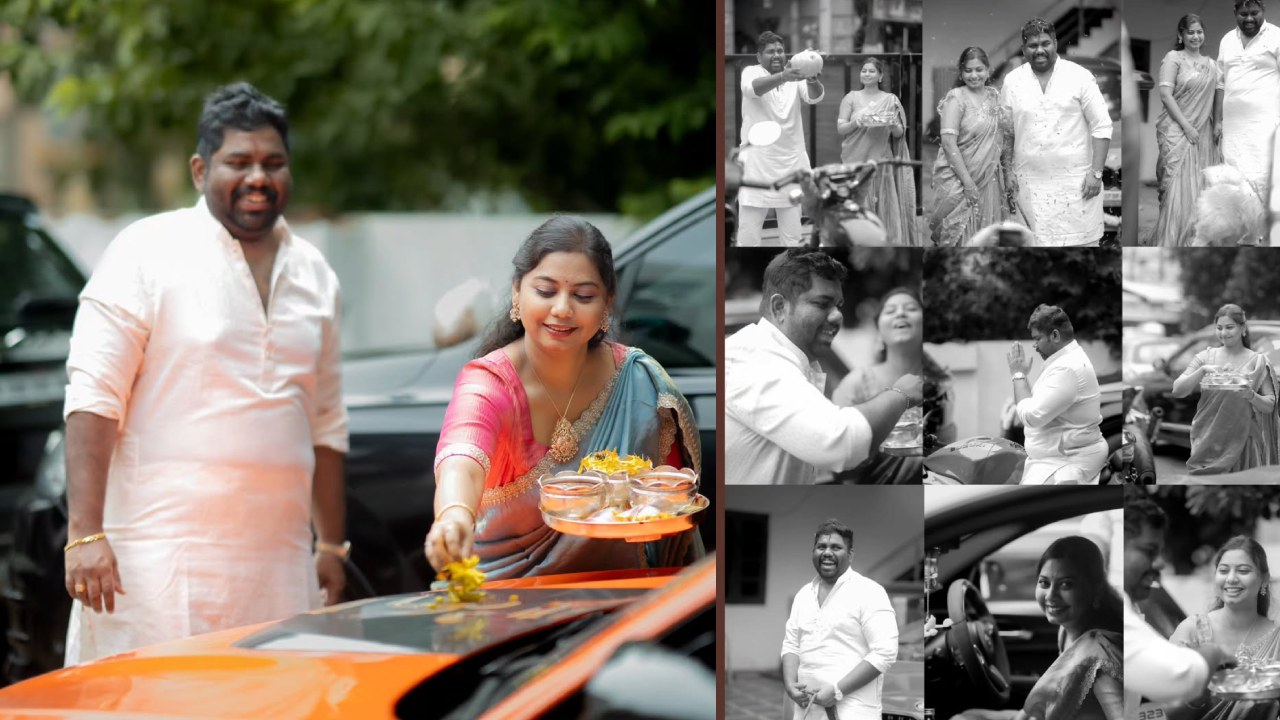 Viva Harsha : దసరా స్పెషల్.. భార్యతో కలిసి కమెడియన్ వైవా హర్ష పూజలు.. ఫొటోలు..