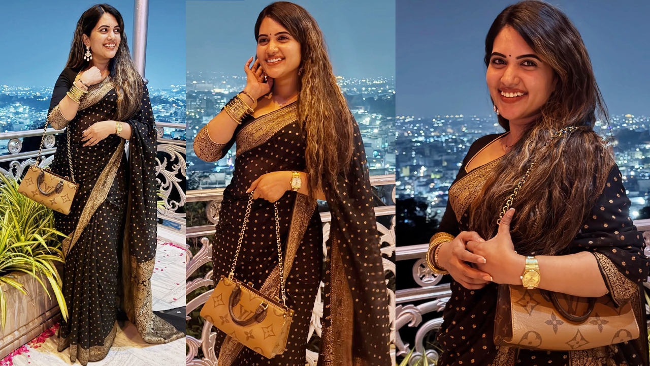 Sravanthi Chokkarapu: ఫలక్‌నుమా ప్యాలెస్ లో స్రవంతి.. నలుపు శారీలో మెరిసిపోతోందిగా.. ఫోటోలు