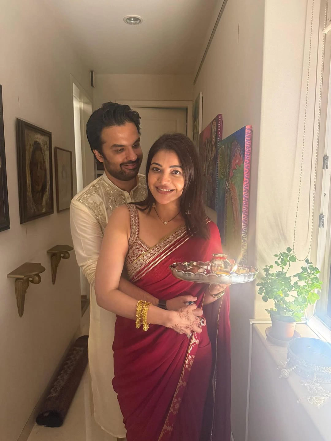 Kajal Aggarwal Karwa Chauth Celebrations with Husband Gautam Kitchlu