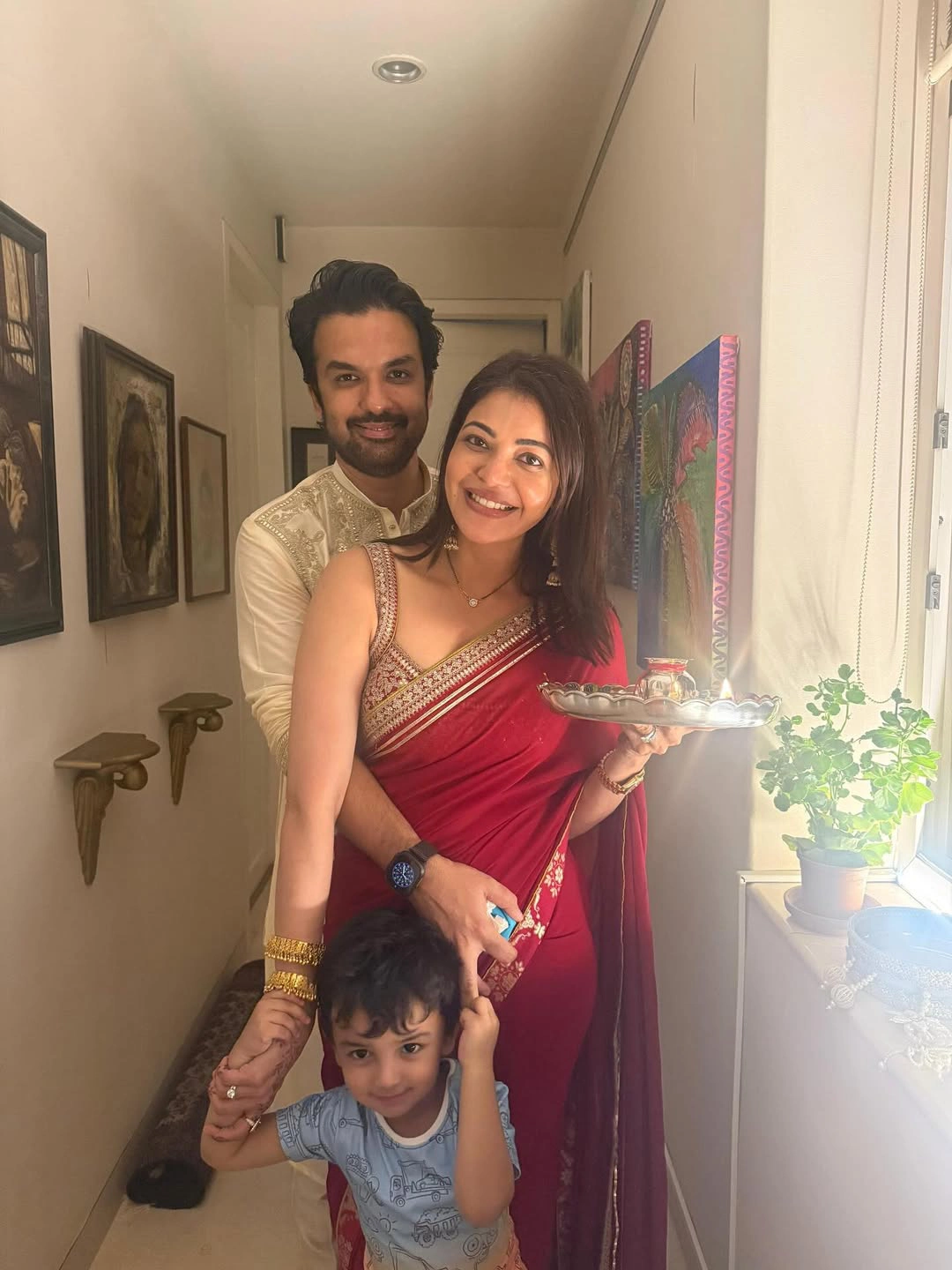 Kajal Aggarwal Karwa Chauth Celebrations with Husband Gautam Kitchlu