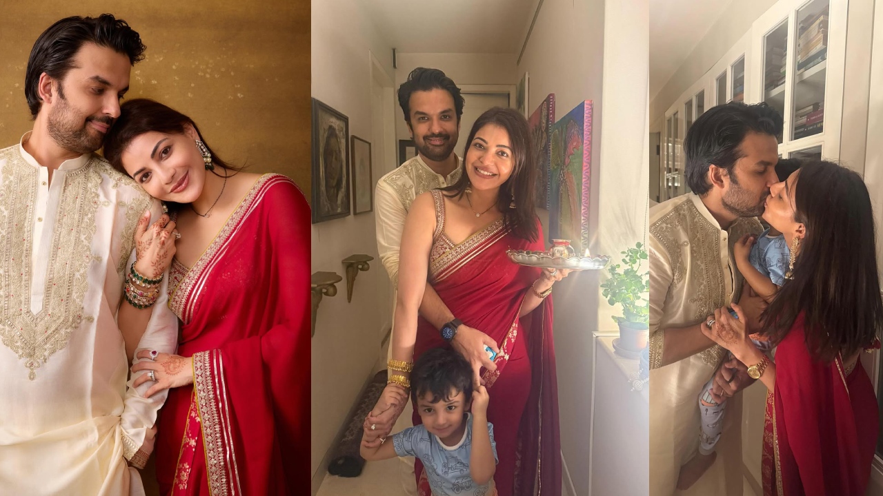 Kajal Aggarwal : భర్త గౌతమ్ కిచ్లుతో కాజల్ అగర్వాల్ కర్వా చౌత్ సెలబ్రేషన్స్.. ఫొటోలు వైరల్..