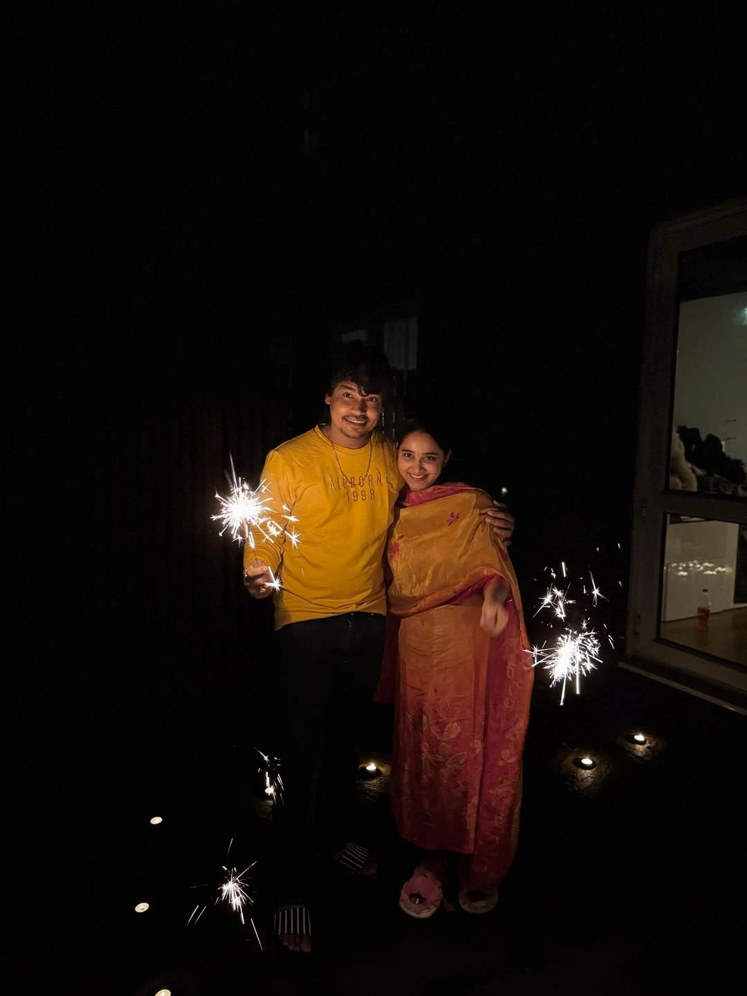 Jabardasth Kevvu Kartheek Diwali Celebrations with Wife