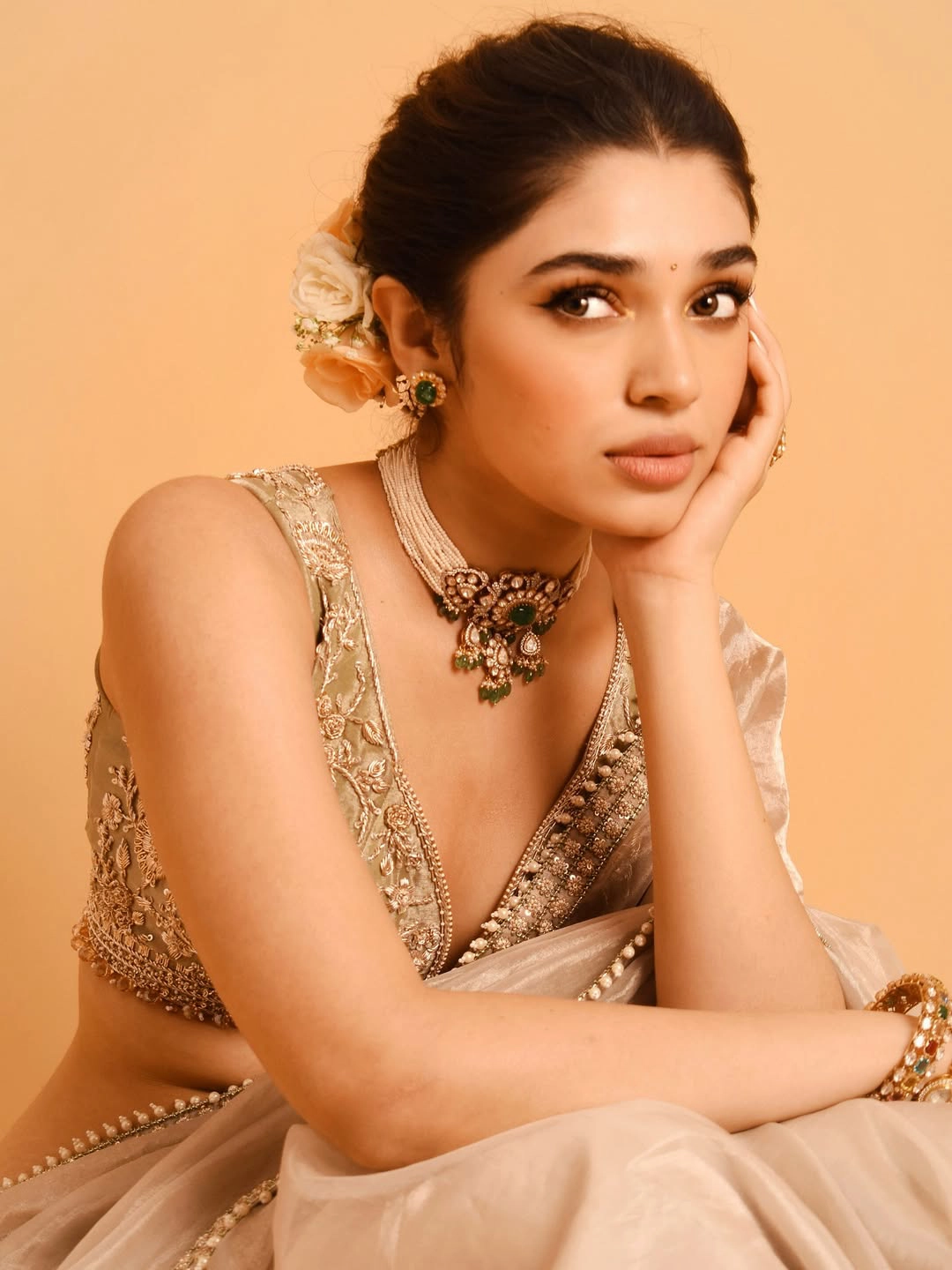 Krithi Shetty Shines in Saree for Diwali