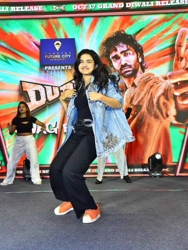Mamitha Baiju Cute Photos at Dude Movie Pre Release Event