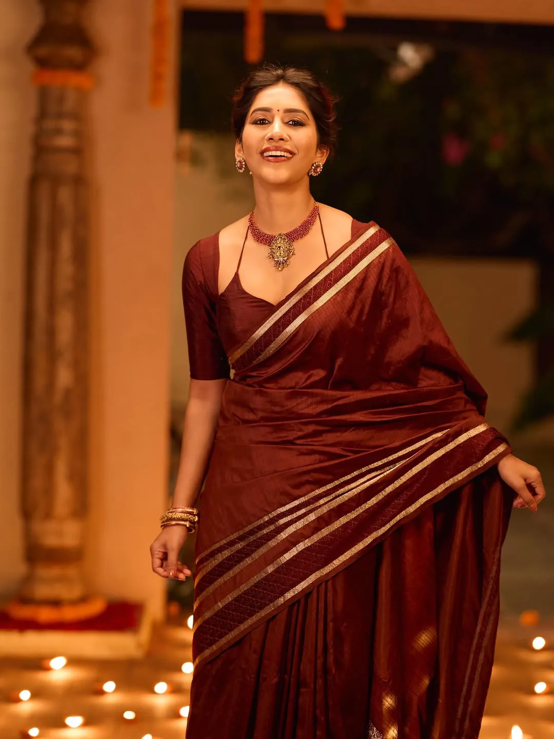 Nabha Natesh Shines in Saree on Diwali Festival