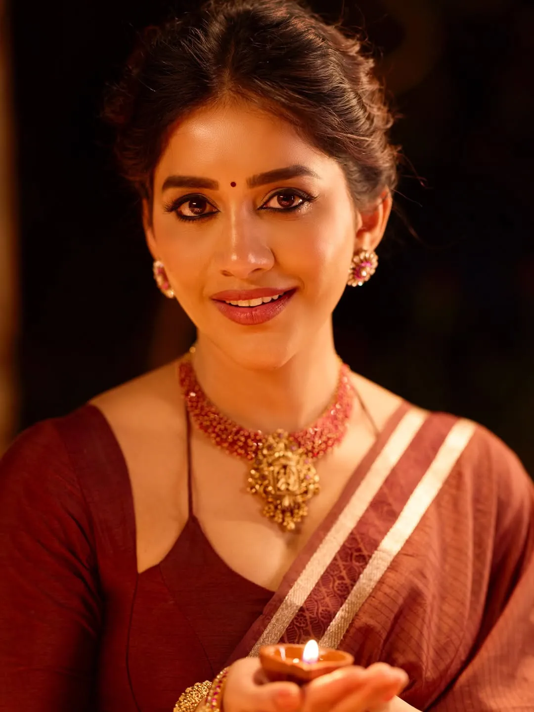 Nabha Natesh Shines in Saree on Diwali Festival