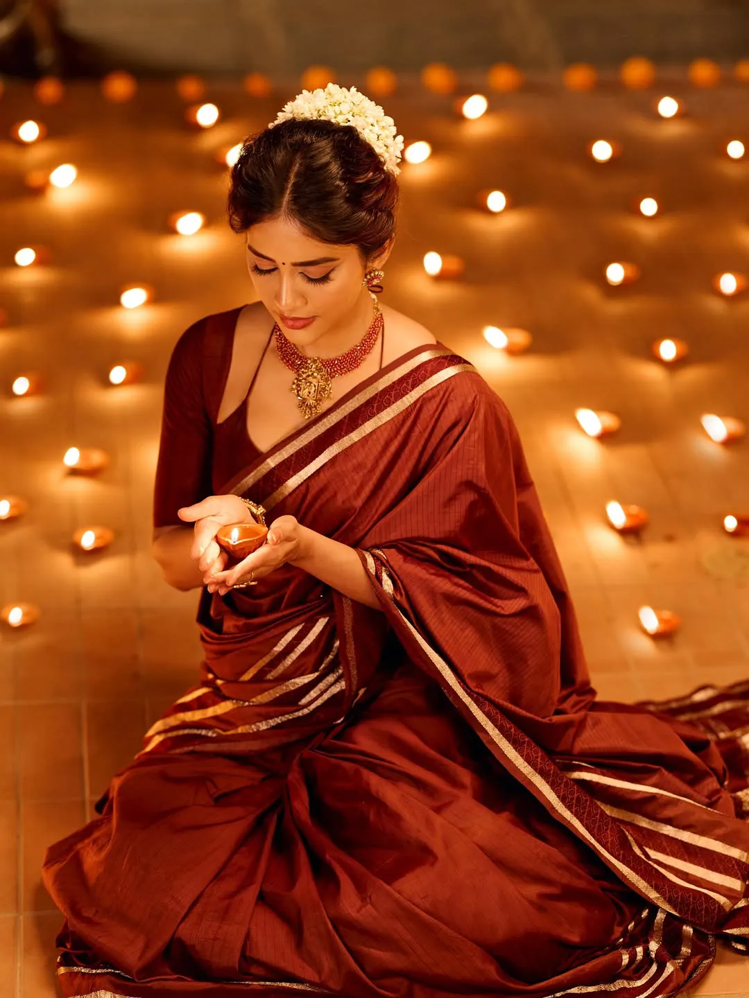 Nabha Natesh Shines in Saree on Diwali Festival