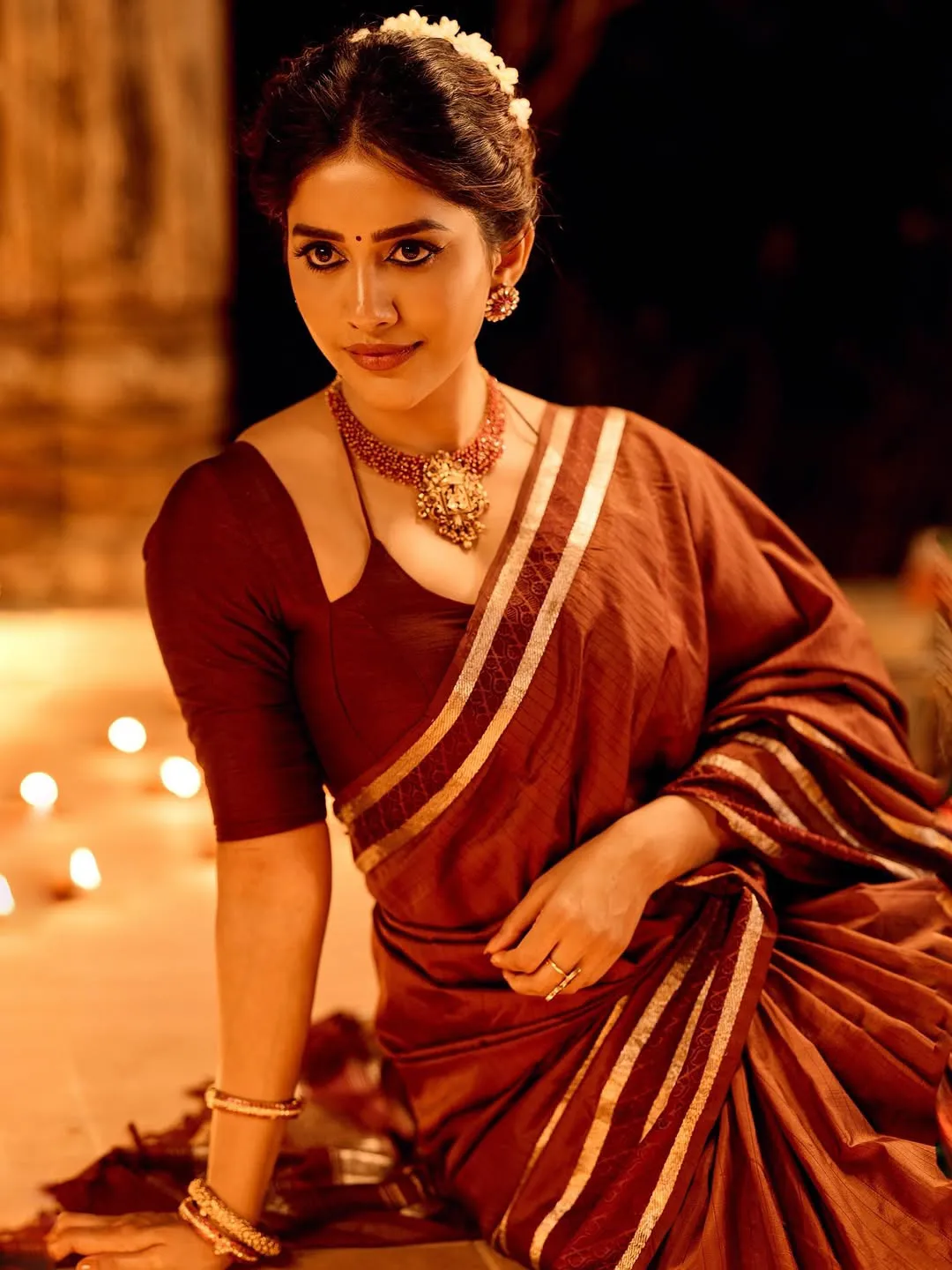 Nabha Natesh Shines in Saree on Diwali Festival