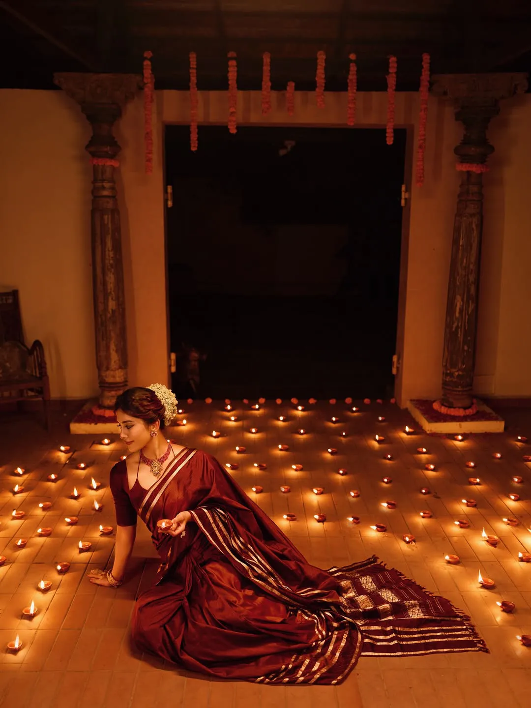 Nabha Natesh Shines in Saree on Diwali Festival