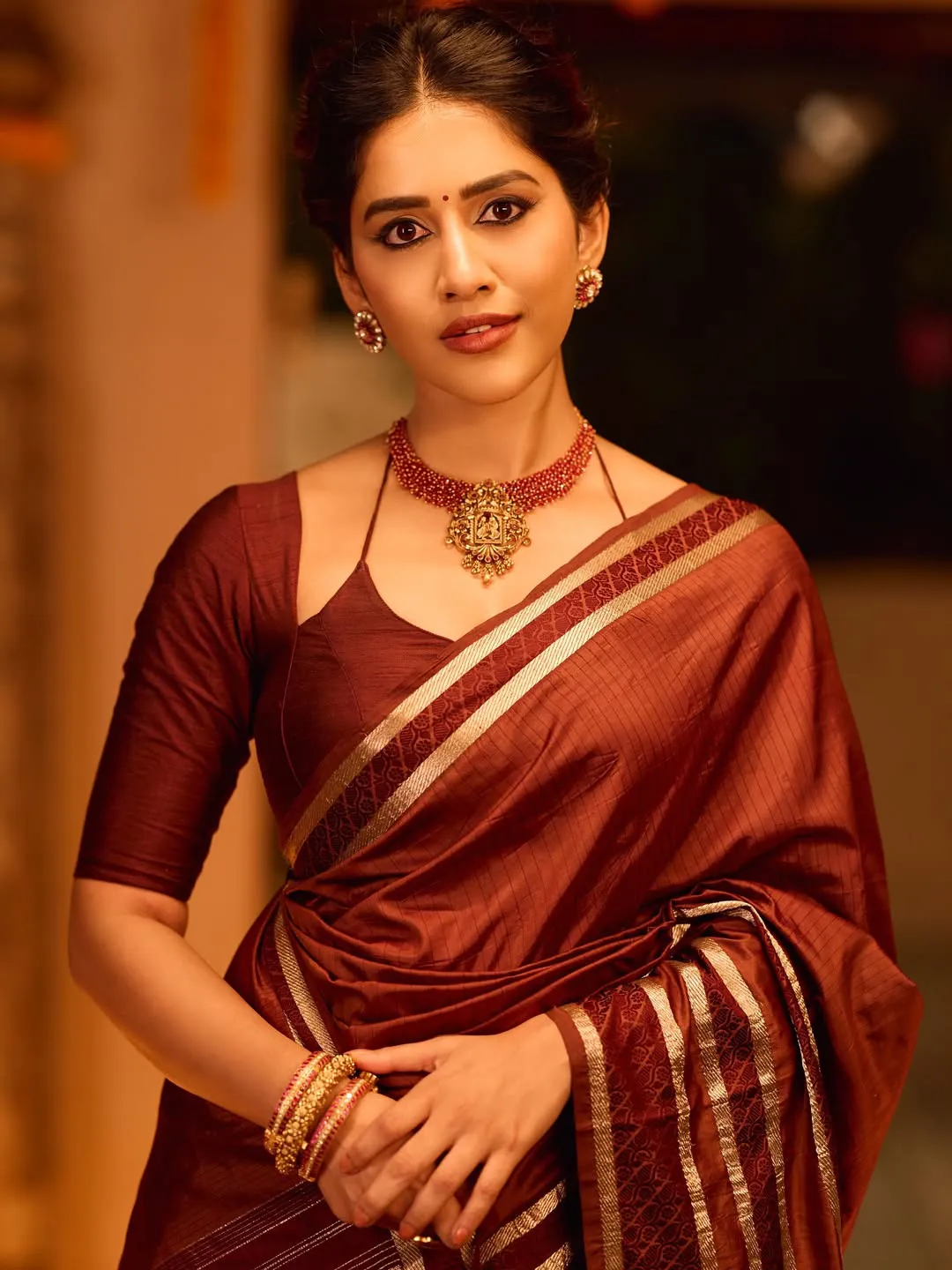 Nabha Natesh Shines in Saree on Diwali Festival