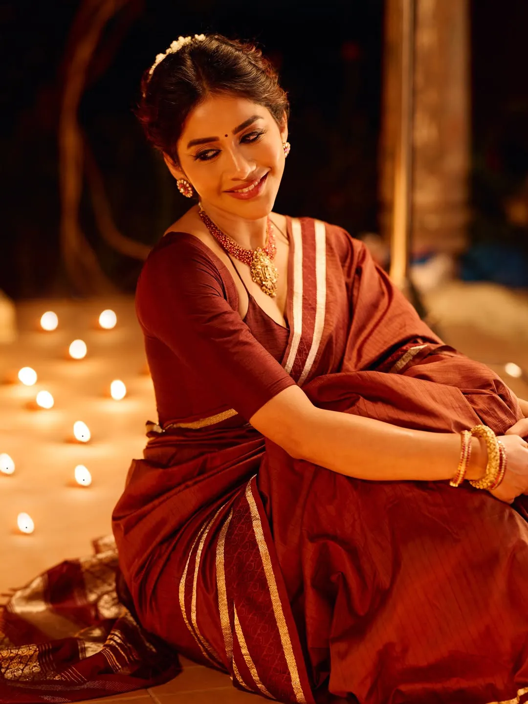 Nabha Natesh Shines in Saree on Diwali Festival