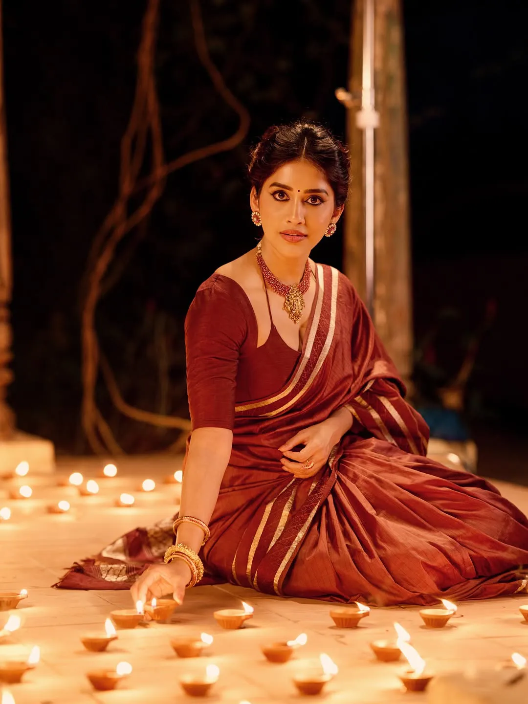 Nabha Natesh Shines in Saree on Diwali Festival