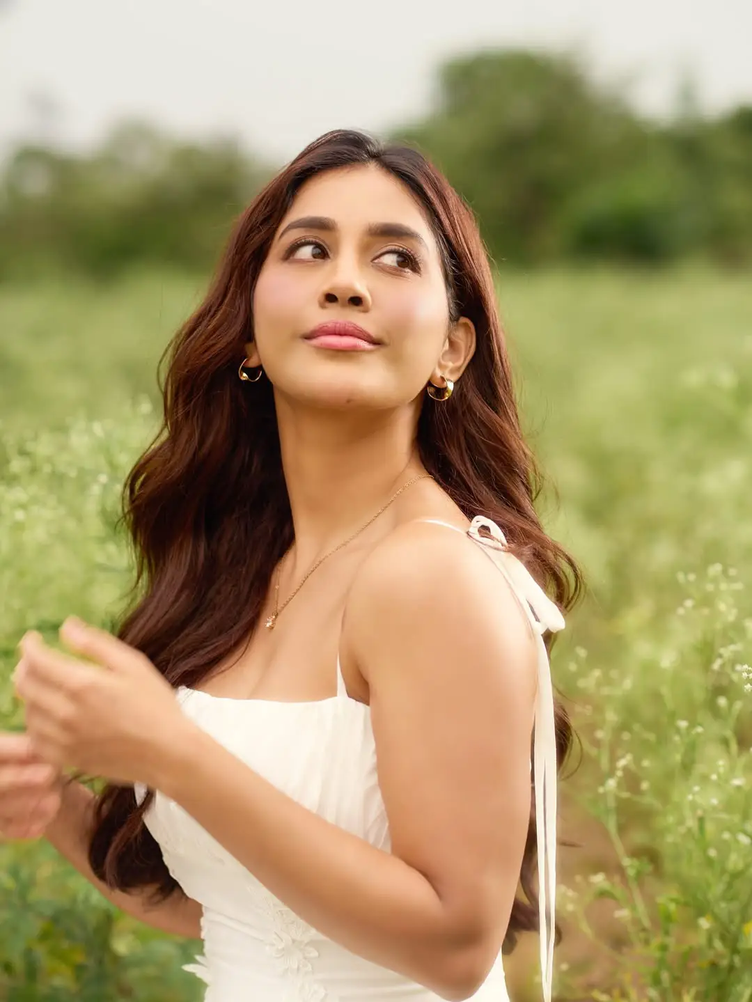 Nabha Natesh cute photos in a white frock goes viral on social media