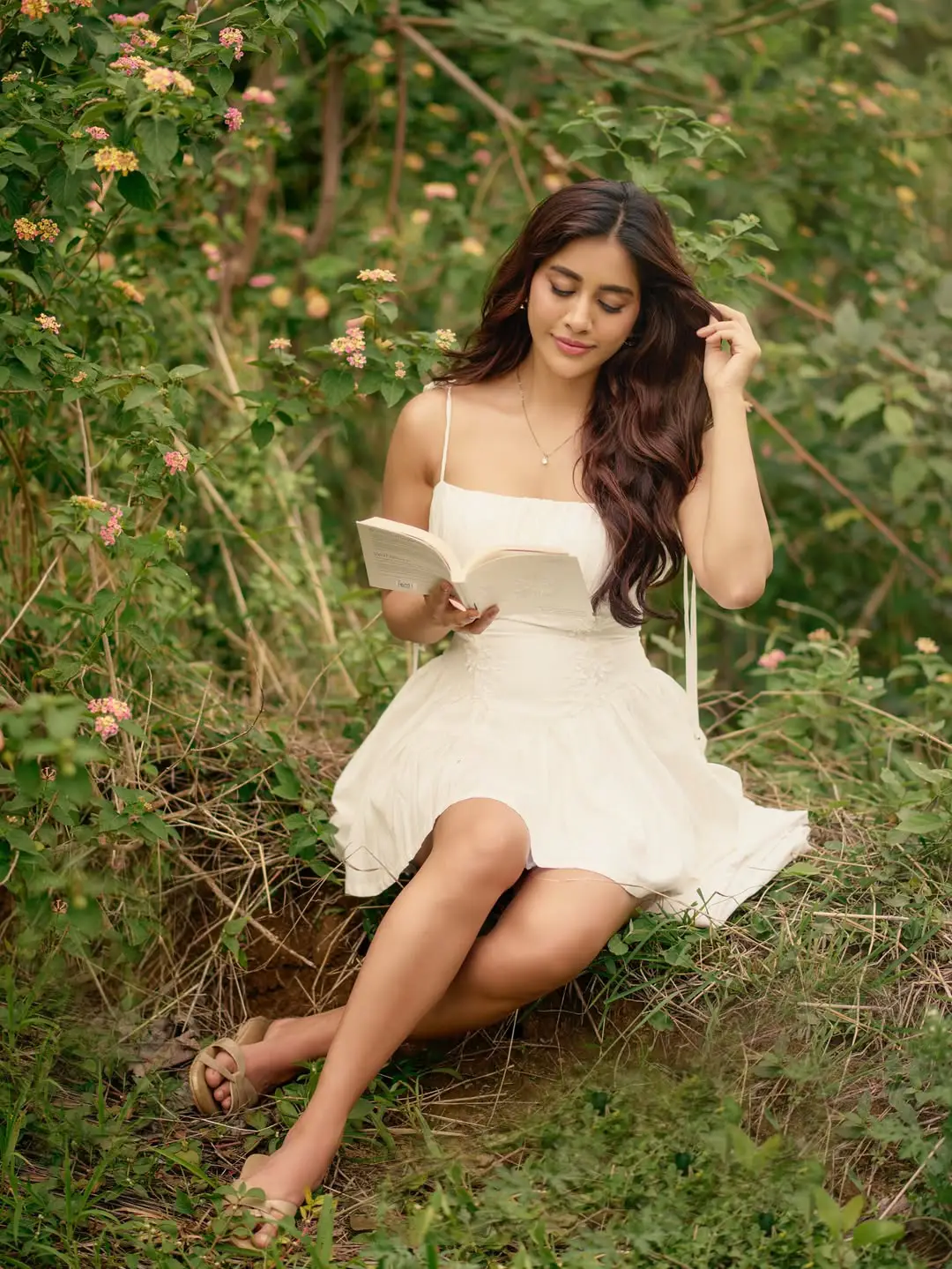Nabha Natesh cute photos in a white frock goes viral on social media