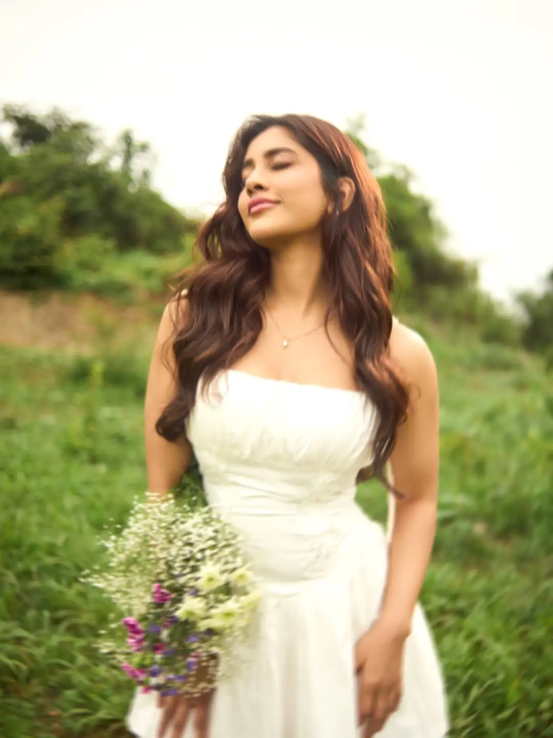 Nabha Natesh cute photos in a white frock goes viral on social media