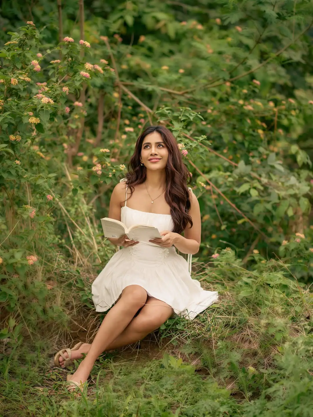 Nabha Natesh cute photos in a white frock goes viral on social media