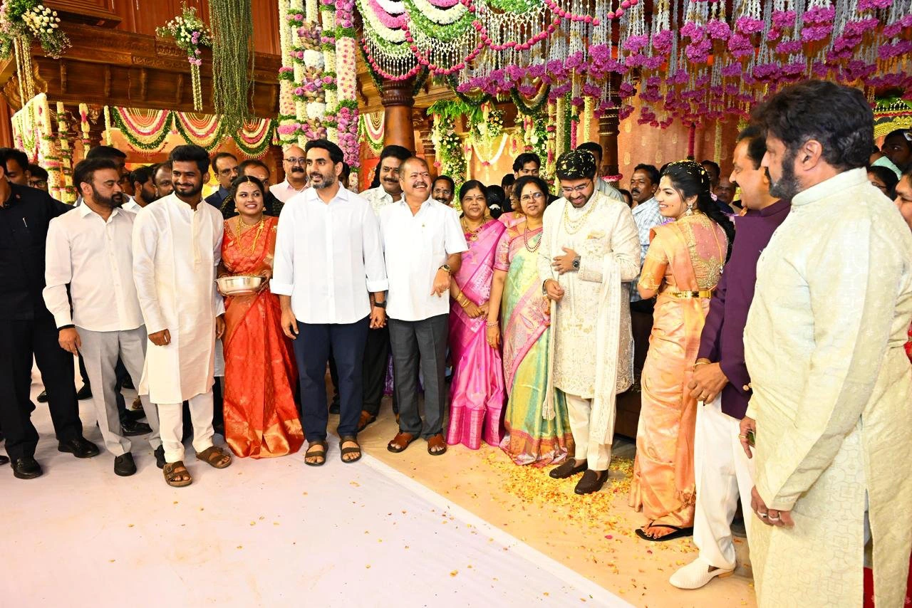 Nara Lokesh Balakrishna attends Janasena MLA Son Marriage