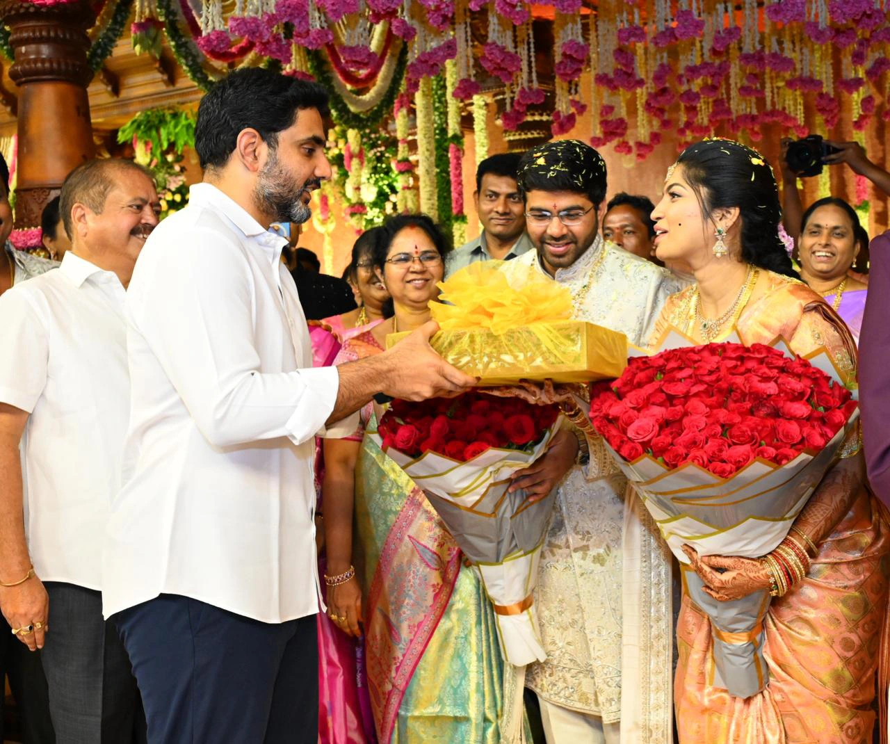 Nara Lokesh Balakrishna attends Janasena MLA Son Marriage