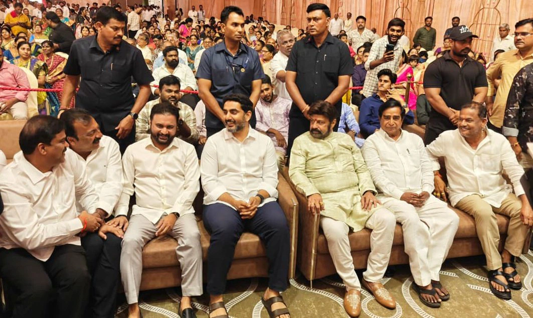 Nara Lokesh Balakrishna attends Janasena MLA Son Marriage