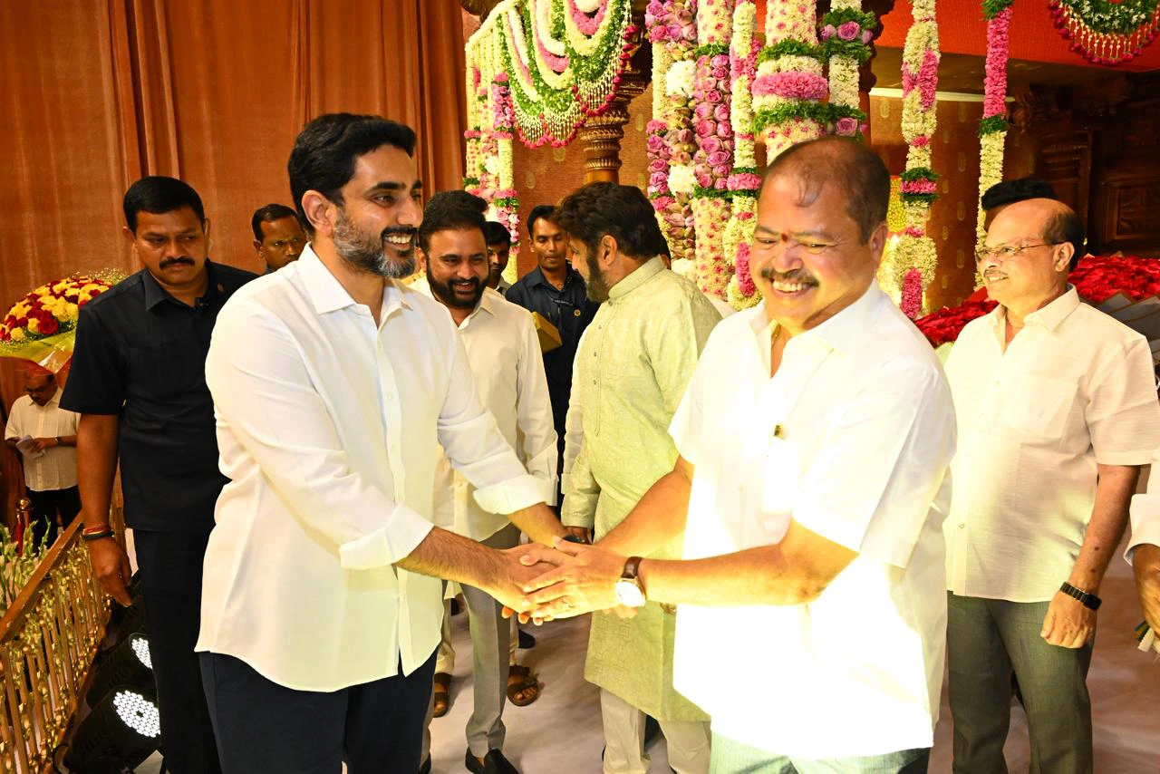 Nara Lokesh Balakrishna attends Janasena MLA Son Marriage