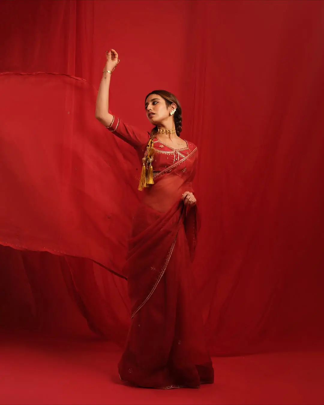 Priya Prakash Varrier latest photoshoot in a red saree