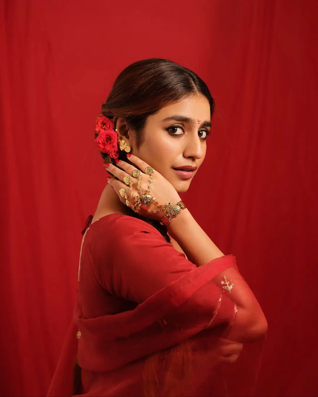 Priya Prakash Varrier latest photoshoot in a red saree