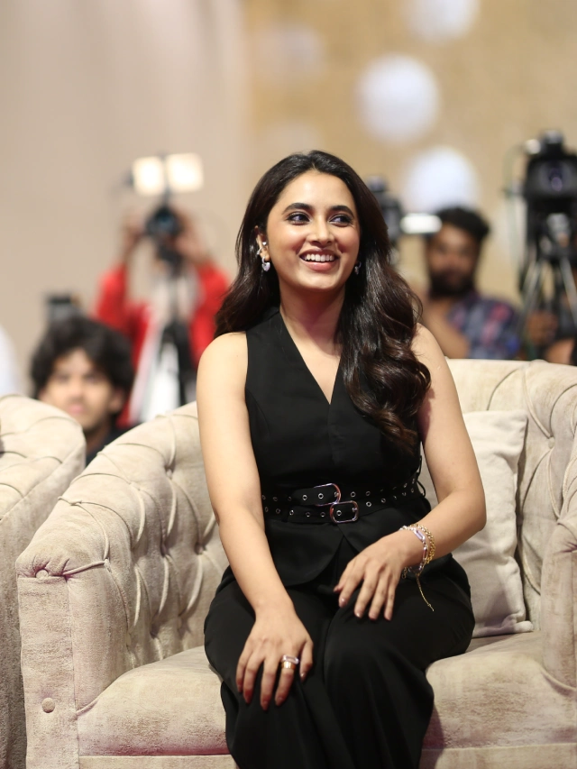 Priyanka Mohan Cute Looks in Black Dress at OG Success Meet