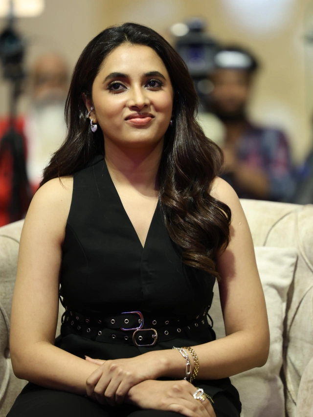 Priyanka Mohan Cute Looks in Black Dress at OG Success Meet