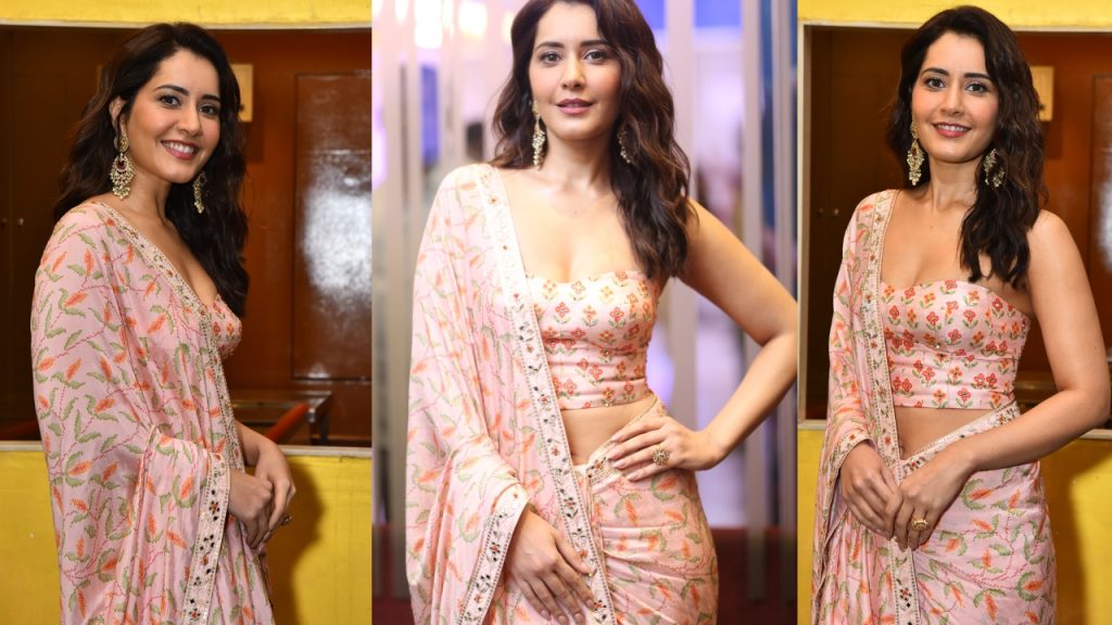 Raashii Khanna Shines in Telusu Kada Trailer Launch Event