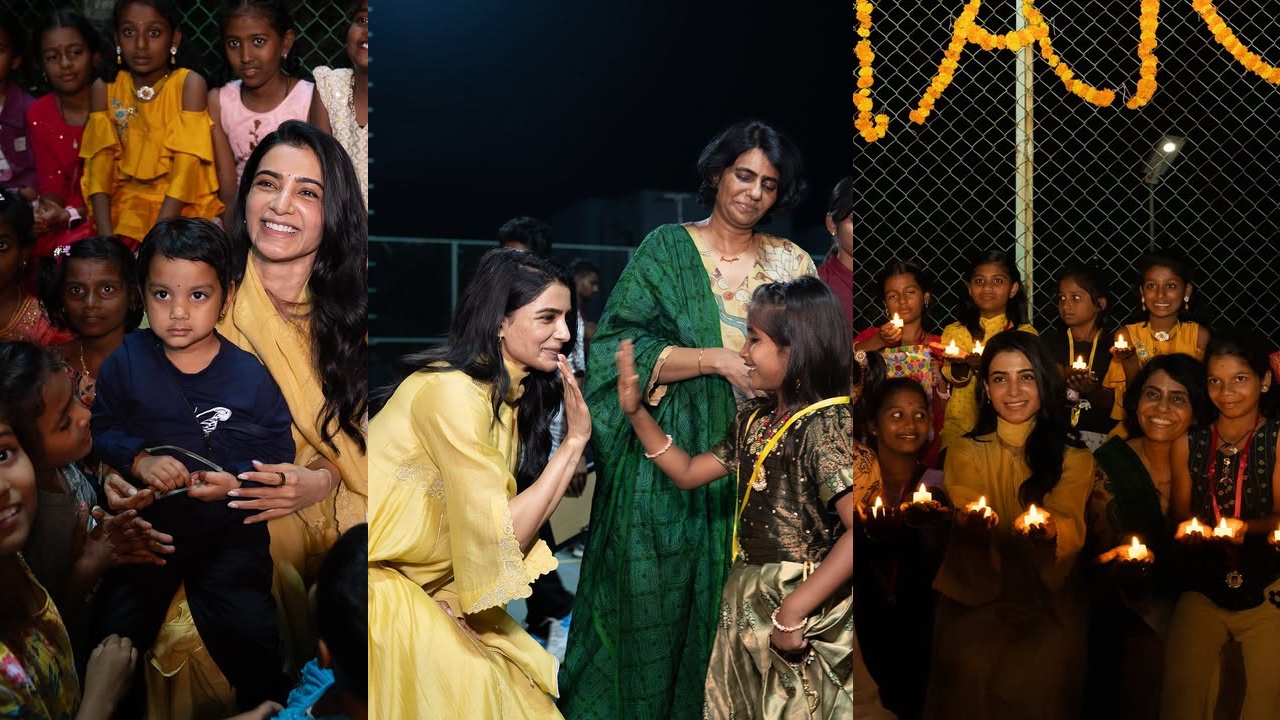 Samantha : ప్రత్యూష ఫౌండేషన్ పిల్లలతో సమంత దీపావళి సెలబ్రేషన్స్.. ఫొటోలు..