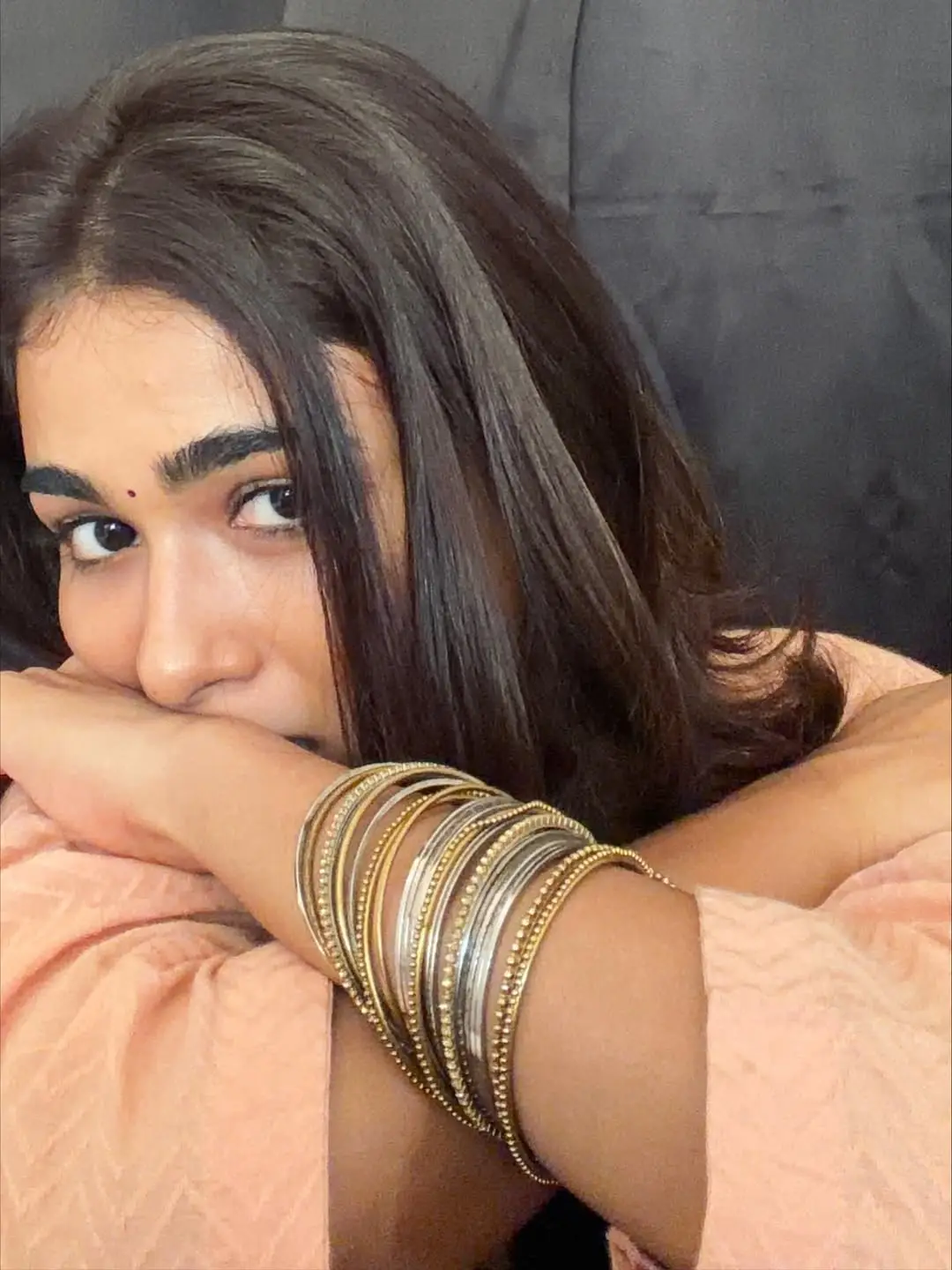 Shalini Pandey shines in a gold-colored dress