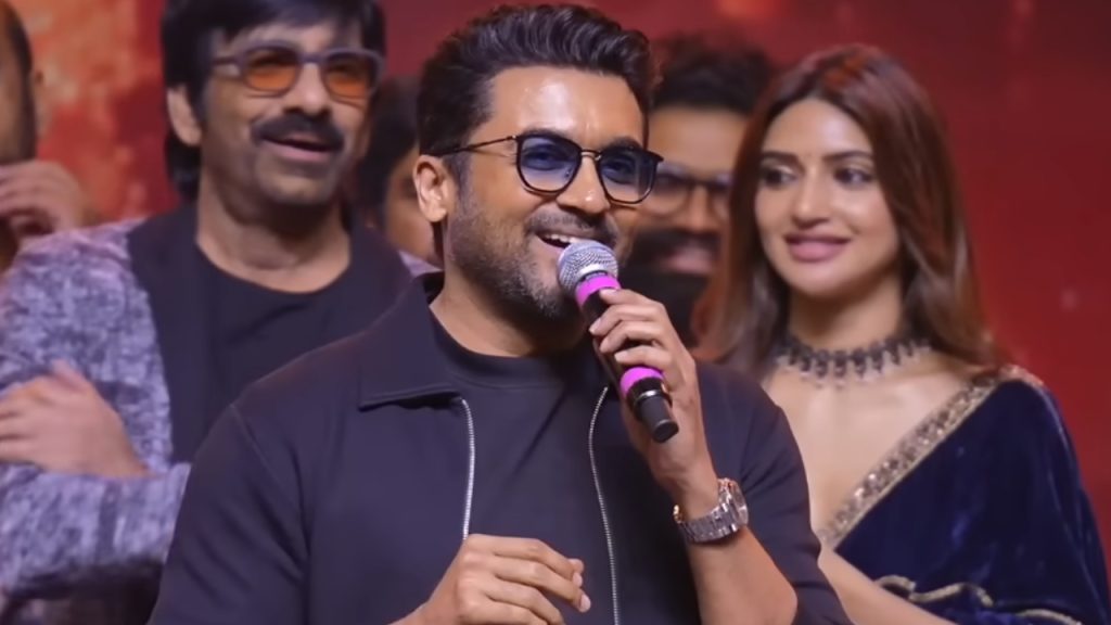 Tamil star Suriya heaps praise on Ravi Teja at the Mass Jatara event